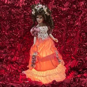 Elegant  Pink Doll lamp with Floral Accents